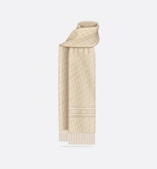 Dior Oblique Natte Scarf Gold Tone Cashmere Thread- FOR HER Studio 27
