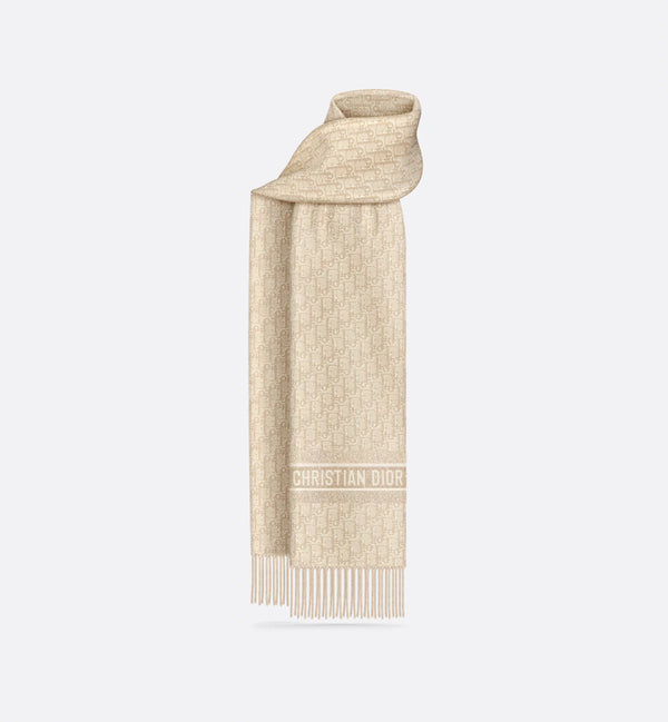 Dior Oblique Natte Scarf Gold Tone Cashmere Thread- FOR HER Studio 27